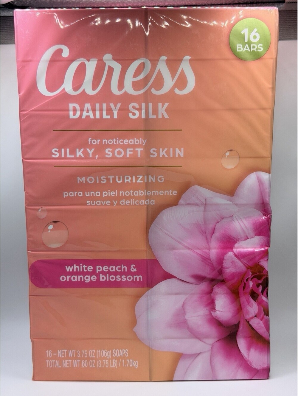 Caress Daily Silk Moisturizing Soap White Peach & Orange Blossom 16 Bars